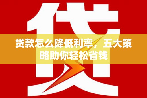 林园贷款怎么降低利率，五大策略助你轻松省钱