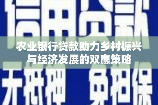 漯河农业银行贷款助力乡村振兴与经济发展的双赢策略