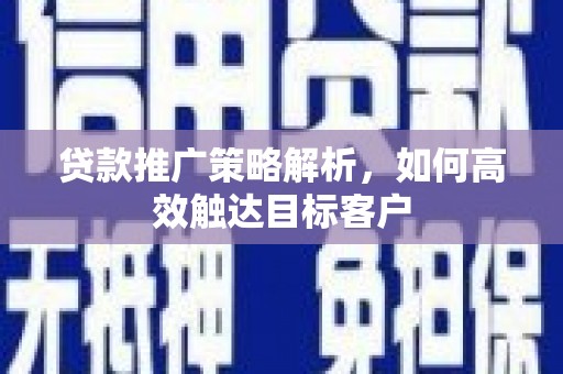 南涧贷款推广策略解析，如何高效触达目标客户